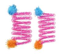 Zeizafa Juguete para Gatos con Bobinas Flexibles 2 Uds. con Bola De Felpa Colores Brillantes Capta La Atención Amigos Activos Regalo Familiar Entretenimiento Gatos