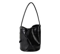 Zeizafa Korean Styles Retro Soft Leather Bucket Bag Large Capacity Shoulder Bags PU Handbag For Women Casual And Everyday Use Fashion Women's Bag, Negro