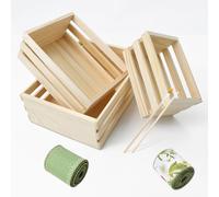 ZEKUN 3 Piezas Cajas de Madera Caja Madera Caja Madera Decorativa Cajas de Madera para Decorar Viene con 2 Cintas y 30 Pinceles