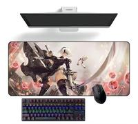 ZEKYGPP Alfombrilla de ratón de anime NieR: Autómata, alfombrilla de escritorio para teclado, alfombrilla de mouse grande, 400 mm x 900 mm x 3 mm