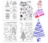 ZELAITE Sello de silicona para Navidad, 4 hojas, sello transparente, sello de Navidad, sello transparente para manualidades, diario, álbum de recortes, álbum de fotos, juego de sellos de Navidad (A)