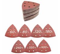 Zelihrdu 70pcs Hojas Lijas Delta, 6 Agujeros Almohadillas de Lijado 93 x 93 x 93mm, Lija Papel de Lija Triangular, para Máquinas de Lijadora Triangulares, Pulido, Grano 60/80/120/180/240/320/400