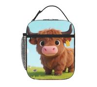 Zelinge Bolsa de almuerzo aislada para adultos, diseño de ganado de las tierras altas, color azul, a prueba de fugas, mini bolsa térmica para el trabajo, viajes, viajes