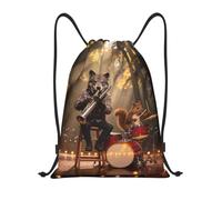 Zelinge Bolsa de gimnasio con cordón, Wolf Squirrel - Arte de concierto, M (16.5 x 19.6 inch)
