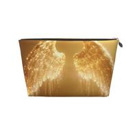 Zelinge Bolsa de maquillaje compacta portátil de viaje con cremallera para cosméticos, Golden Angel Wings-1, Talla única