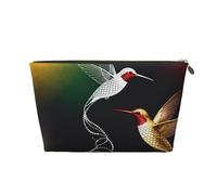 Zelinge Bolsa de maquillaje compacta portátil de viaje, pequeña bolsa organizadora de cosméticos, Colibrí Rojo, Amarillo Verde-1, Talla única