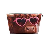 Zelinge Bolsa de maquillaje de moda para artículos de tocador, bolsa de almacenamiento de cosméticos, Highland Cow Rose Valentine, One Size