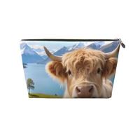 Zelinge Bolsa de maquillaje de moda, portátil, de viaje, neceser de almacenamiento de cosméticos, Charming Highland Cow Photo-1, One Size