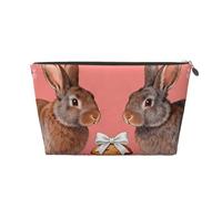 Zelinge Bolsa de maquillaje portátil impermeable para artículos de aseo personal, pequeña bolsa organizadora de cosméticos, Spring Easter Rabbits Peach Blossom-1, One Size