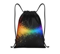 Zelinge Bolsas con cordón para gimnasio, bolsa de cuerda para deporte, natación, yoga, Rainbow Network Nebulosa en negro, 14 x 16.9 inch, Mochilas Daypack