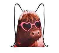 Zelinge Bolsas con cordón para gimnasio, bolsa de cuerda para yoga, baile, viajes, Highland Cow Rose Valentine, 14 x 16.9 inch, Mochilas Daypack
