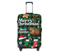 Zelinge Bonita funda elástica para equipaje de viaje, antiarañazos, Funny Christmas Capybara Green Plaid, for 18-21 Inch Luggages S