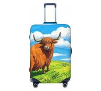Zelinge Bonita funda protectora para equipaje de viaje, resistente a los arañazos, Highland Cow On Green Hill, for 18-21 Inch Luggages S