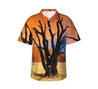 Zelinge Camisa hawaiana informal de manga corta con botones para hombre, camisas de playa S-3XL, Árbol muerto del desierto, 3XL