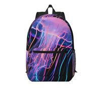 Zelinge Colorida mochila casual para laptop de 13 pulgadas para senderismo, Retrato de medusas neón, talla única