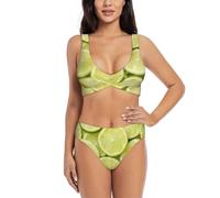Zelinge Conjunto de bikini para mujer, trajes de baño de 2 piezas de cintura alta, tallas S-2XL, Rebanadas de lima, Large