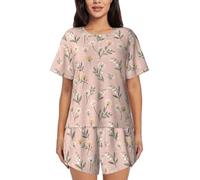 Zelinge Conjunto de pijama cómodo de 2 piezas de manga corta para mujer, ropa de dormir para mujer, tallas S-4XL, Floral Pattern, XXXXL