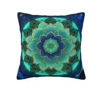 Zelinge Funda de almohada de fantasía con mandala de pavo real azul, 50.8 x 50.8 cm, funda de almohada decorativa suave para sofá, dormitorio, decoración del hogar