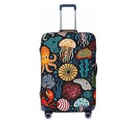 Zelinge Funda elástica para equipaje de viaje, antiarañazos, Lindas vidas marinas lunares oscuros, for 25-28 Inch Luggages L