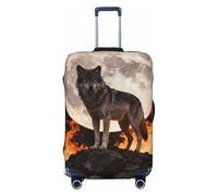 Zelinge Funda elástica para equipaje de viaje, resistente a los arañazos, Wolf And Moon Flame, for 29-32 Inch Luggages XL