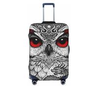 Zelinge Funda elástica para equipaje, diseño de búho, color negro y rojo, protector antiarañazos, para equipaje de 22 a 24 pulgadas, talla M