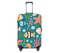 Zelinge Funda elástica para equipaje, funda protectora para maleta de viaje, resistente a los arañazos, Cartoon Sea Creatures Teal, for 22-24 Inch Luggages M