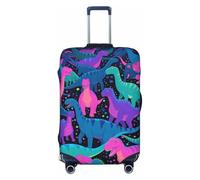 Zelinge Funda protectora lavable para equipaje de viaje, antiarañazos, Dinosaurios coloridos en la noche oscura, for 25-28 Inch Luggages L