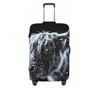 Zelinge Funda protectora para equipaje de viaje, resistente a los arañazos, Silver Highland Cow Black, for 29-32 Inch Luggages XL
