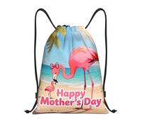 Zelinge Mochila con cordón para gimnasio, bolsa con cordón para deportes, campamento, viajes, baile, Flamingo Mom para el Día de la Madre, 14 x 16.9 inch, Mochilas Daypack