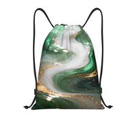 Zelinge Mochila con cordón para gimnasio, bolsa de cuerda para deporte, natación, yoga, Swirl Art Gold Green, 16.5 x 19.6 inch, Mochilas Daypack
