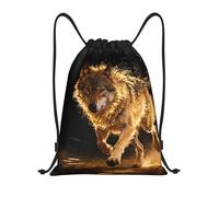 Zelinge Mochila con cordón para gimnasio, bolsa de cuerda para deporte, natación, yoga, Wolf and Fire Scene Black, 16.5 x 19.6 inch, Mochilas Daypack