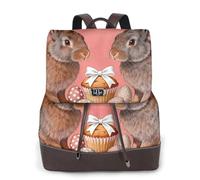 Zelinge Mochila de piel sintética con cierre giratorio para mujer, Spring Easter Rabbits Peach Blossom, Talla única, Mochilas de viaje