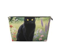 Zelinge Neceser de viaje para maquillaje, pequeñas bolsas de cosméticos para mujer, Garden Cute Black Cat Art-1, One Size