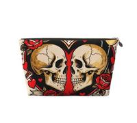 Zelinge Neceser de viaje para maquillaje, pequeñas bolsas de cosméticos para mujer, Skull Lovers Rose Endless Love-1, One Size