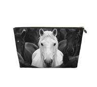 Zelinge Neceser portátil de viaje para maquillaje y cosméticos, Retrato de manada de caballos-1, One Size