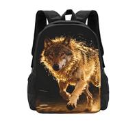 Zelinge Wolf And Fire Scene - Mochila para portátil de 15 pulgadas, color negro