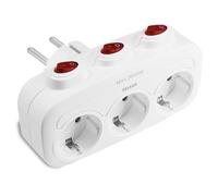 Zelkan Ladron Enchufes con Interruptor Independiente - Regletas Enchufes 3 Tomas de Corriente en Horizontal - Regleta con Enchufe Multiple para Pared sin Cable - Base enchufes Multiple - Blanco