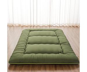 Zelladorra Colchón japonés de Suelo, colchón futón con Bolsa de Almacenamiento portátil y Funda Lavable, colchón Tatami Grueso Enrollable Adecuado para Camping, habitación de Invitados, Verde,