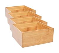 Zeller 13330 Caja para Poner Orden, Madera, Marrón, 15x15x7 cm (Paquete de 4)