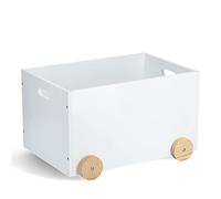 Zeller 13508 - Caja de juguetes para niños con ruedas (tablero DM y pino, 50 x 36 x 30 cm), color blanco