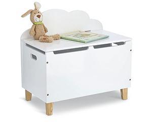 Zeller 13509 Nube - Baúl infantil con tapa (tablero DM y pino, 60 x 34,5 x 56 cm), color blanco