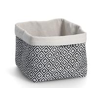 Zeller 14396 Mosaik - Cesta de almacenaje (algodón, papel, 28 x 28 x 25/28 cm), diseño de mosaico, color negro y blanco