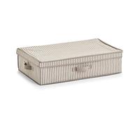 Zeller 14646 Stripes - Caja de almacenaje con Tapa (Fieltro, 61,5 x 38 x 16,5 cm), diseño de Rayas, Color Beige