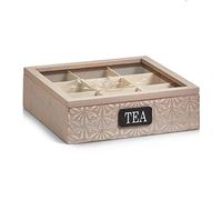 Zeller 15115 Caja para Bolsitas de Té, Madera, Marrón, 24x24x7 cm