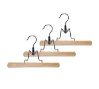 Zeller 17111 Perchas de pinza para pantalón, color madera, 25 x 16 x 2 cm, paquete de 3