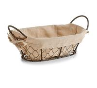 Zeller 18090 - Panera (Alambre/Lino, 26 x 17 x 9 cm), Color marrón y Beige