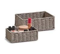 Zeller 18095 Cestita de Almacenamiento, Cardboard, Gris, 24x18x9 cm, 2 Unidades