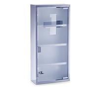 Zeller 18112 Botiquín 27x12x57cm de Acero Inoxidable, Vidrio Metal, Silver, Rectangular