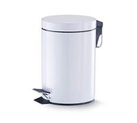 Zeller 18208 - Cubo de basura con pedal, ø17 cm, altura 26 cm, 3 litros, color blanco metalizado