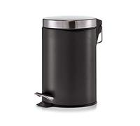 Zeller 18212 Cubo de Pedal, 3 L, Acero Inoxidable, Negro, 17x17x26 cm